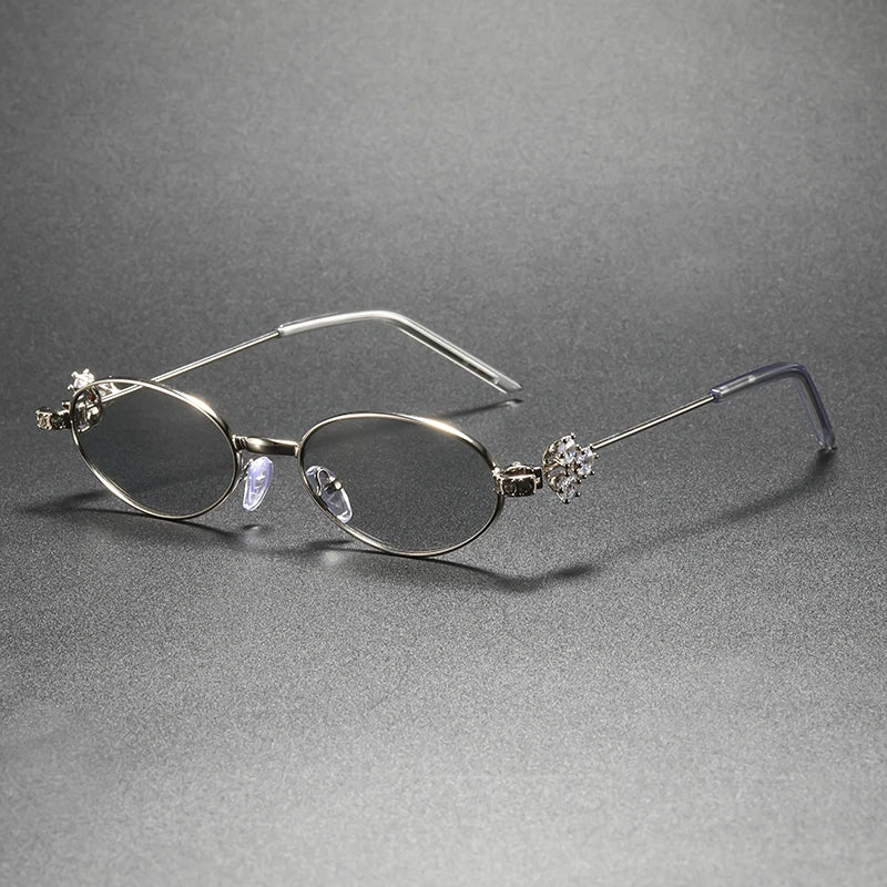 Diamond Inlaid Oval UV Sunglasses