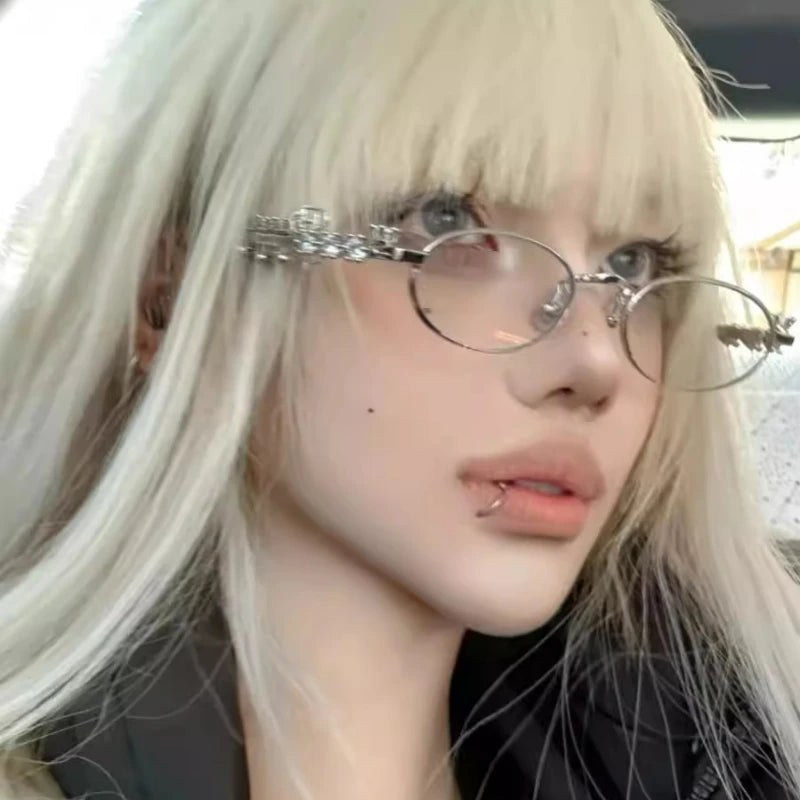 Bling Oval Metal Rhinestone Sunglasses