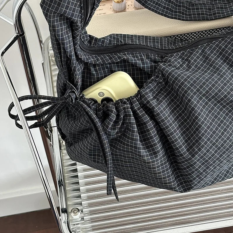 Retro Plaid Messenger Dumpling Bag