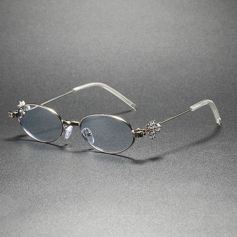 Diamond Inlaid Oval UV Sunglasses