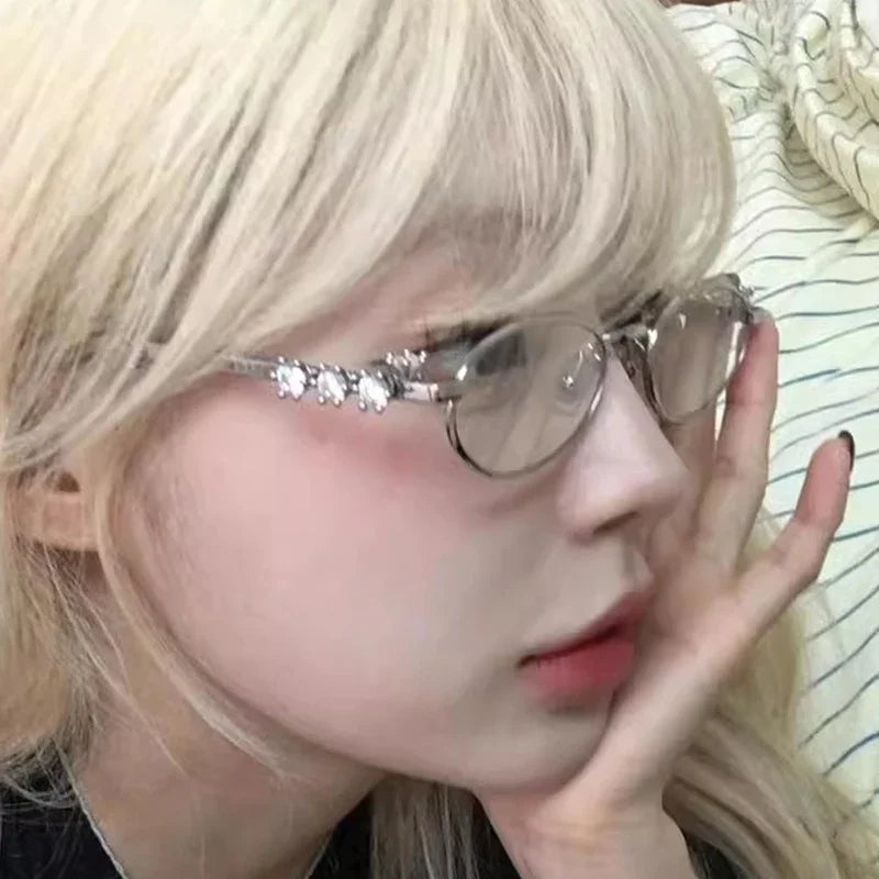 Bling Oval Metal Rhinestone Sunglasses