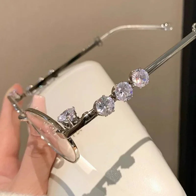 Bling Oval Metal Rhinestone Sunglasses