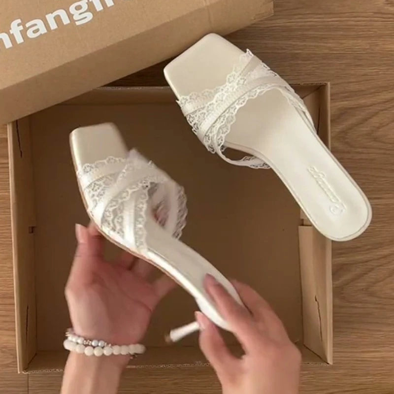 Evening Lace Slide Party Shoes